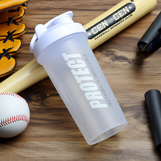 Shuoze shake cup protein powder fitness sports water cup plastic cup large capacity cold water cup with scale stirring ball single layer 650ml white