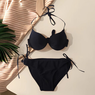Zi jiafu sexy bikini three-point swimsuit split swimsuit pure desire swimsuit bikini hot spring seaside swimsuit black l (100-110)