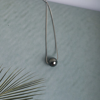 Forest moment tahitian black pearl passepartout sterling silver necklace clavicle chain jewelry accessories jewelry silver jewelry for women 8mm black shijia pearl + sterling silver chain passepartout