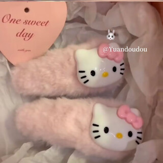 Suyi embroidery sweet hellokitty hair clip plush side bangs clip ins sweet girl clip new hair accessories sweet plush kt hair clip 2 pieces