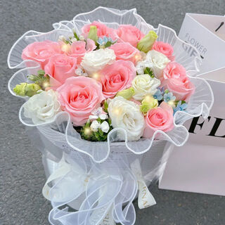 Huade flower express delivery, rose bouquet birthday gift for girlfriend to express love within one hour, nationwide same-day delivery dream elf | jd583