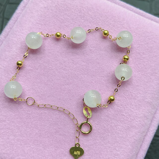 Canxian natural hetian white jade mutton fat white jade bracelet full of stars 18k gold inlaid with jade niche light luxury ins women's anklet anklet