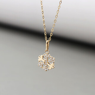 Junbu south korea imported pure 14k gold pendant for women, high-end, versatile snowflake inlaid design, k gold clavicle chain gift, 14k gold color, individual pendant, chain not included