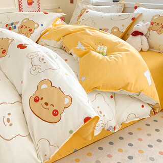 Yunjin class a pure cotton children's quilt cover single piece cotton quilt cover kindergarten 120x150x200 student bedding biye bear quilt cover single piece 120*150cm