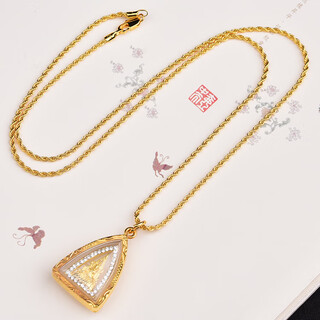 Junbu thai buddha amulet chain 18k gold thin chain pendant sweater necklace color-preserving mini small buddha amulet chain 18k gold thin chain buddha amulet chain 60lm