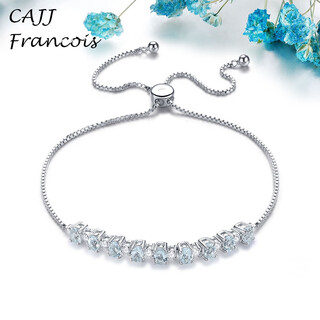 Cajj francois 1.46 carat aquamarine bracelet 925 silver gift for personal wear simple natural colored gemstone aquamarine bracelet