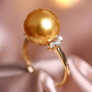 Dl 1998 fat donglai same style pearl ring 18k gold south sea thick gold bead ring simple and elegant natural l natural seawater pearl 18 gold pearl 12mm