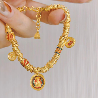 Dl 1998 entangled gold bracelet ancient golden yellow yellow god of wealth entangled women's gold enamel entangled bracelet