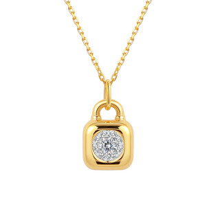 Oemg square gun gun same style jewelry 18k gold necklace bubble diamond clavicle chain neck chain lock pendant gift high-end 18k gold diamond lock blogger same style 18k gold pendant (2.0 upgraded version) + 18k gold necklace