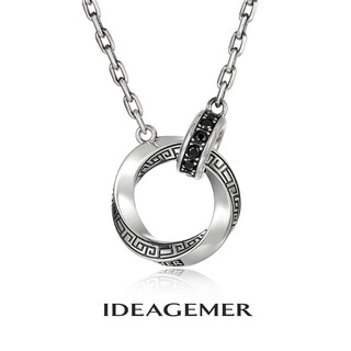 Ideagemer bian tianyang's same style möbius ring necklace men's high-end pendant birthday gift for boyfriend black diamond möbius ring necklace 55+5cm
