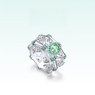 Yingxin zhang yuan 925 silver gemstone tsavorite ring women's bamboo-shaped ring-like bamboo braided ring 11-120 carats