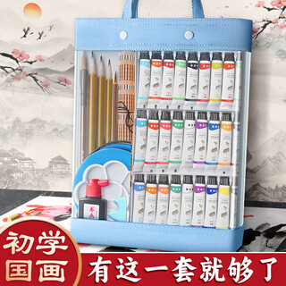 Shu xing chinese painting pigment set for beginners 12-color chinese painting supplies and tools complete set of ink painting entry-level advanced meticulous painting for primary school students and children's brushes and chinese painting pigments professional start of school