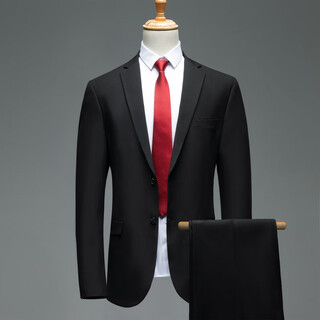 Dibinze large size suit suit men's solid color wedding dress interview business fat man high-end suit black xl