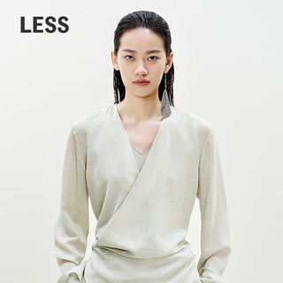 Less new chinese style fake two-piece shirt for women artistic wrapped mulberry silk jacquard v-neck top for women 2p1211330 330 pink gray green m