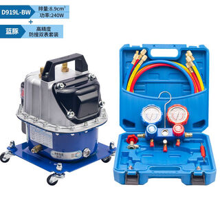 Sm car air conditioner pump dual-purpose vacuum pump refrigerator repair tool tire inflator refrigerant filling adjustable motor 919 single machine + luxury silicone oil double meter for 70 people