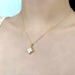 Fujiu 18k gold four-leaf clover pendant small fragrant rose gold color gold pendant gold pendant birthday gift for girlfriend 18k gold rose gold (single pendant) quality k gold