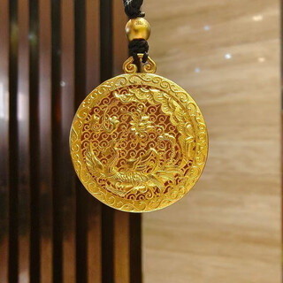 Kuang yishui bei gold pure gold 999 eight treasures compass pendant 5d micro hard gold factory order directly out of the factory dragon and phoenix pendant eight treasures compass s