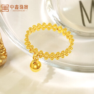 Zhongxin jewelry beads good luck gold ring 3d hard gold craft gold bead pendant pure gold chain transfer bead ring holiday gift 1.68g (12 circle size)