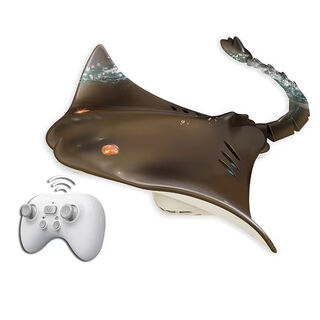 Bionic remote control crocodile water reptile electric boat charging speed boat summer outdoor children's toy black technology remote control manta ray standard +2 batteries