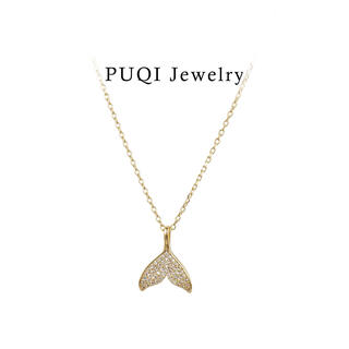 Mo qianxue necklace fish tail full diamond k gold 2025 new original niche star same style simple gift necklace for girls