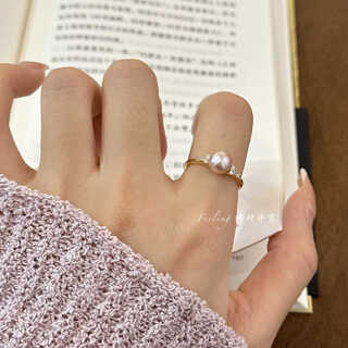 Gioio swarovski zirconium natural freshwater pearl ring women's small beads inlaid with diamonds sterling silver living niche light luxury same style gold ring set natural purple pearl