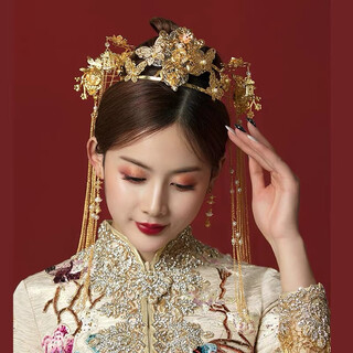 Ya ge xiu he wedding hair accessory wedding bride tassel step shake phoenix crown chinese style atmosphere wedding simple atmosphere show kimono hair accessory new crown headgear