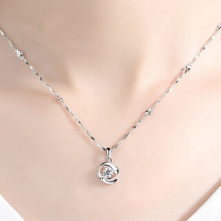 Juke pt950 girlfriend gift 18kbai gold necklace versatile jewelry diamond pendant for women rose platinum pendant + (flower chain)