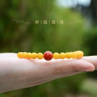 Her generation natural chicken fat yellow beeswax bracelet national fashion bracelet gift 6mm beeswax (866980)
