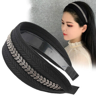 Rongxia hairband, wide-brimmed, toothed hairpin, wheat ear mother style, covering white hair, looking youthful, hair accessory for women, black