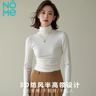 Nome half turtleneck bottoming shirt for women in autumn and winter, worn inside and outside, pleated slim fit, long sleeves, white m