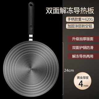 German quality kitchen gas stove heat conduction plate anti-burn black quick thawing plate pot protection induction cooker heat insulation plate with handle 24cmx (hardened 4mm thickness) heat conduction plate