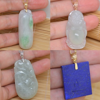18k gold pendant buckle double-sided s-shaped jade pendant gold melon seed buckle wholesale beeswax pendant clip buckle 18k gold