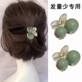 Tang funi summer green pearl clip women's half-tied hair clip on the back of the head short hair hair clip small hair volume high-end shark clip small clamp