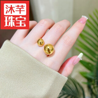 Muqian 5d cyanide-free hard gold gold pearl ring for women 999 pure gold personalized niche new ring pure gold index finger ring no. 10 2.30-2.40g