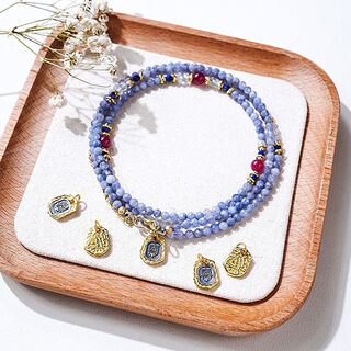 Fujiu millet bead necklace natural tanzanite millet bead necklace women's stacking bracelet temperament versatile niche temperament collarbone wushuanghua necklace