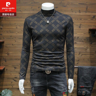 Pierre cardin (pierre cardin) european station men's bottoming shirt half turtleneck top trendy brand autumn and winter clothing new korean version slim fit inner long-sleeved t-shirt black recommended 155-170jin jin equals 0.5 kg 2xl