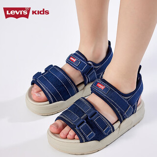 Levi s shopping mall same style levi's children's sandals 2025 summer new velcro shoes dark denim blue 35 recommended foot length 22cm