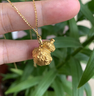 Canxian 18k gold fulu gourd copper coin with bright future pendant fish lotus carved seiko delivery certificate