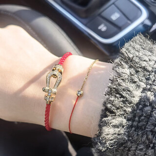 Micro-gift 18k rose gold red rope bracelet, high-end horseshoe buckle, this year's bracelet for women, red 16cm