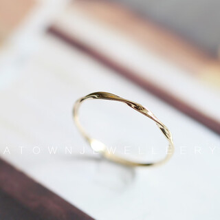 Li shen atown water wave japanese and korean pure 14k gold slim wave twist exquisite girlfriend gift k gold ring hong kong code no. 14