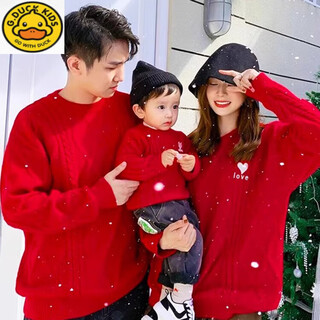 G.duck little yellow duck parent-child wear autumn and winter sweater new year's greetings for a family of three and four 2025 new trendy spring festival new year red red 176 adults l (120-140 jin jin equals 0.5 kg) regardless of gender