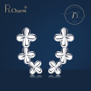 Pt.charm platinum earrings for women, pt950 platinum earrings, simple and versatile, four-leaf clover, daisy, gift for god, in stock, national inspection certificate, 1.8-1.9g pair