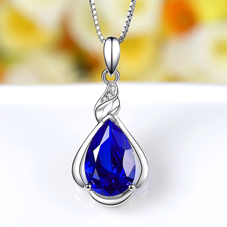 Yage water drop pear-shaped sapphire pendant for women 925 sterling silver plated 18k gold tanzanite royal blue sapphire clavicle necklace single pendant (without chain)