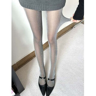 Jinglan glittering shiny pearlescent stockings for women thin section starry oil shiny summer sexy glitter for women spring and summer ins stockings gray pearlescent one size fits all 1 pair