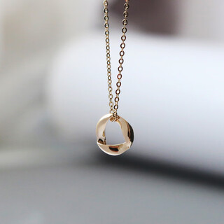 Dyn simple korean pure 14k gold pendant for women hollow plain gold geometric shape k gold clavicle chain neck pendant gift individual pendant
