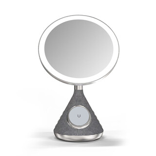 Pointuch makeup mirror magnetic wireless charging bluetooth speaker led smart fill-in light makeup mirror multifunctional desktop makeup mirror internet celebrity creative gift silver