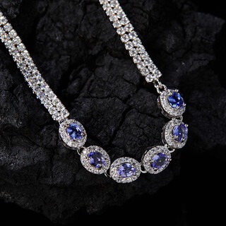 Shilian s925 sterling silver inlaid with natural tanzanite bracelet, women's trendy model full of diamonds, light luxury and high-end jewelry, women's trendy model, full of diamonds, light natural tanzanite bracelet
