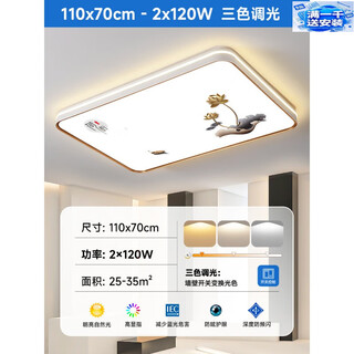 永智农村客厅大灯照明灯新中式灯具大气网红主灯中山2024新款佛山灯具 新款荷韵110*70cm三色