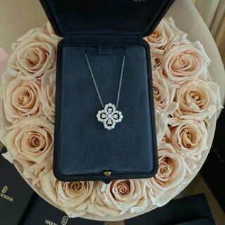 Fujiu hw necklace harrywinston harry winston loop four-leaf clover platinum stone large and small pendant real gold and diamond cabinet special edition