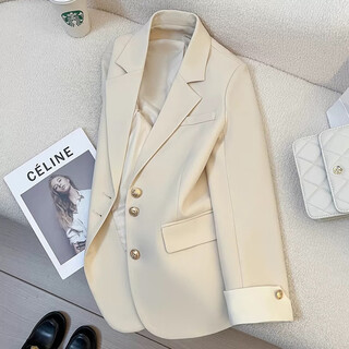 Yi xiqi blazer mujer 2025 primavera y otoño nuevo estilo casual pequeño desplazamiento profesional pequeño traje temperamento versátil top beige regular m